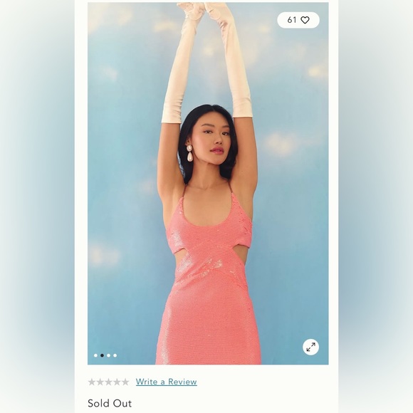 Anthropologie pink sequined gown size large - Picture 3 of 7